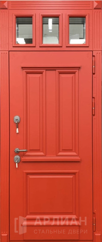 Фото «Металлическая входная дверь в коттедж с верхней фрамугой №10»